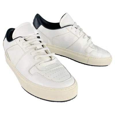 Pre-owned Common Projects Size 11 White Black Leather Lace-up Low Top Sneakers