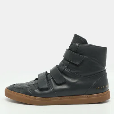 Pre-owned Common Projects Size 43 Navy Blue Leather Velcro High Top Sneakers