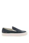 Common Projects Suede Slip-on Sneakers With Gold-tone Number Print For Men In Blu