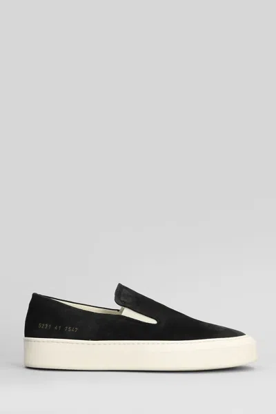 COMMON PROJECTS SLIP ON SNEAKERS IN BLACK SUEDE