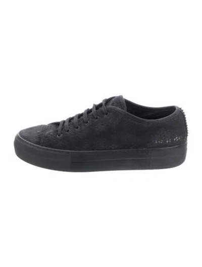 Pre-owned Common Projects Suede Animal Print Sneakers In Black