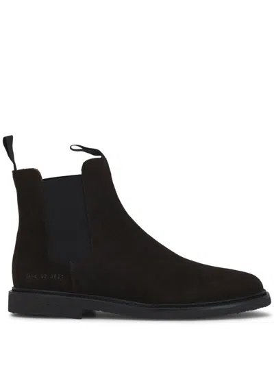 Common Projects Chelsea Classic Ankle Boots In Black Suede In Brown