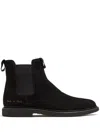 Common Projects Black Waxed Suede Chelsea Boots In Black