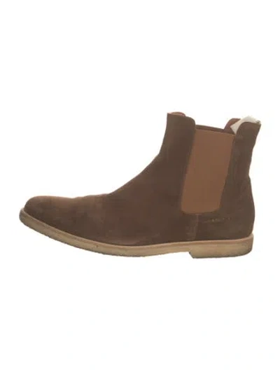 Pre-owned Common Projects Suede Chelsea Boots In Brown