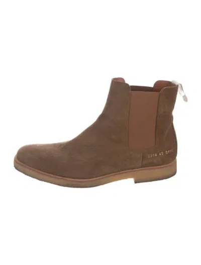 Pre-owned Common Projects Suede Chelsea Boots In Brown