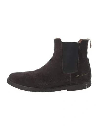 Pre-owned Common Projects Suede Chelsea Boots In Brown