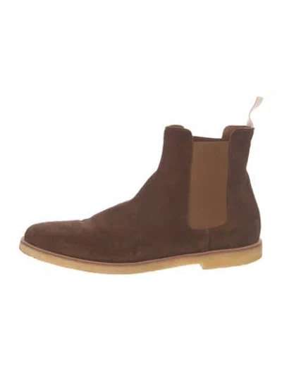Pre-owned Common Projects Suede Chelsea Boots In Brown