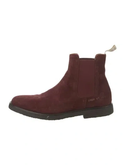 Pre-owned Common Projects Suede Chelsea Boots In Burgundy