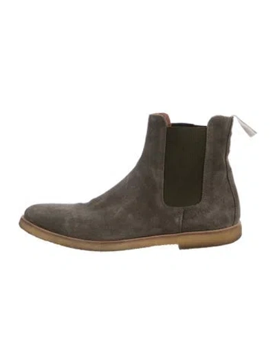 Pre-owned Common Projects Suede Chelsea Boots In Green