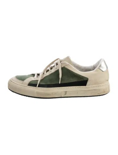 Pre-owned Common Projects Suede Colorblock Pattern Sneakers In Green