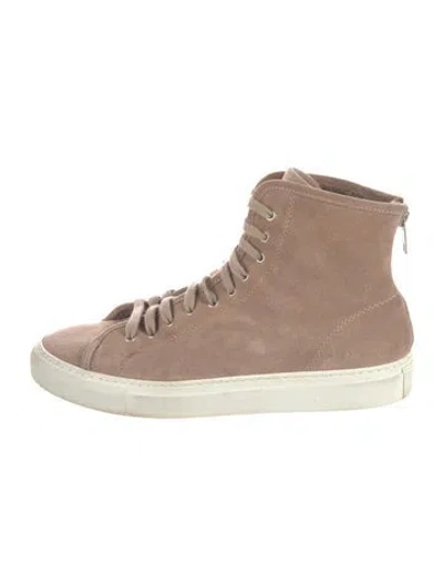 Pre-owned Common Projects Suede Fur Trim Sneakers In Neutral