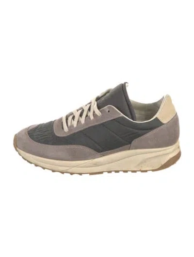 Pre-owned Common Projects Suede Graphic Print Sneakers In Grey/neutrals