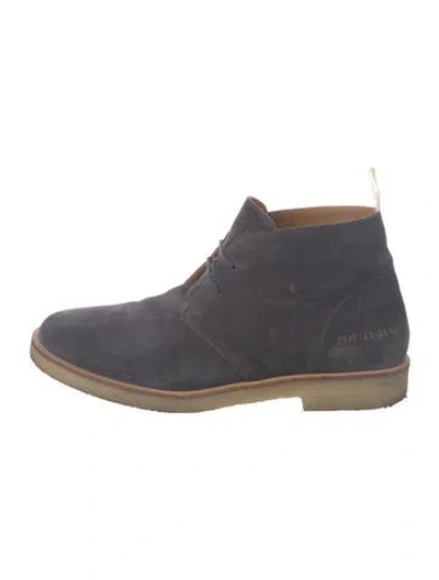 Pre-owned Common Projects Suede Lace-up Boots In Gray