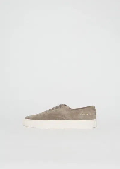 Common Projects Suede Lace-up Slip On Sneaker In Warm Grey