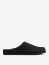 Common Projects Black Suede Clog Loafers In Logo Detail Engraved On The Side