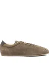 Common Projects Driving Lo Profile Leather-trimmed Suede Sneakers In Green