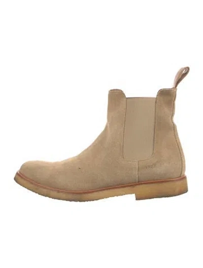 Pre-owned Common Projects Suede Leather Trim Embellishment Chelsea Boots In Neutral