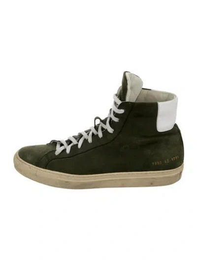 Pre-owned Common Projects Suede Leather Trim Embellishment Sneakers In Green