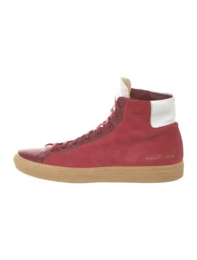 Pre-owned Common Projects Suede Leather Trim Embellishment Sneakers In Red