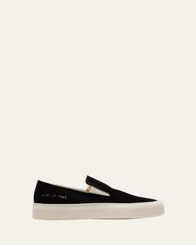 Common Projects Suede Slip-on Sneakers In Black
