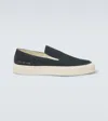 Common Projects Suede Slip-on Sneakers With Gold-tone Number Print For Men In Blau