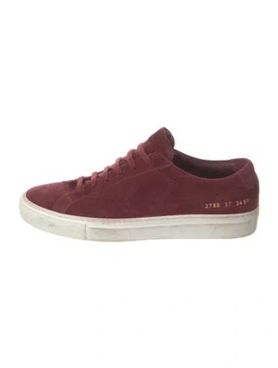 Pre-owned Common Projects Suede Sneakers In Burgundy