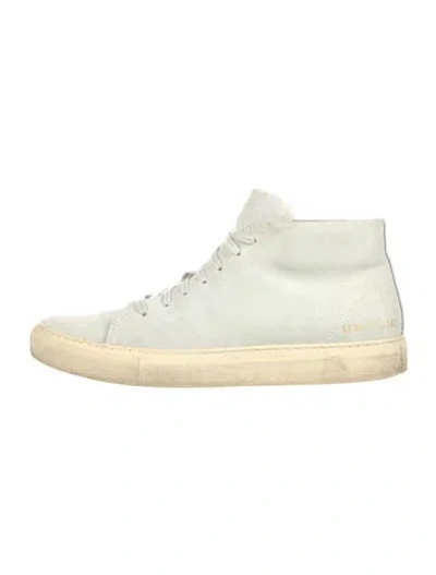 Pre-owned Common Projects Suede Sneakers In White