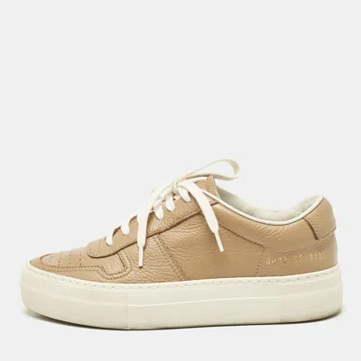 Pre-owned Common Projects Tan Leather Bball Super Sneakers Size 35