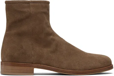 COMMON PROJECTS TAN SUEDE ZIPPER BOOTS