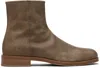 Common Projects Taupe Waxed Leather Zipper Boots In Brown
