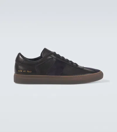 Common Projects Tennis Suede-trimmed Leather Sneakers In Black