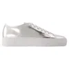 Common Projects Tournament Low Metallic-leather Sneakers In Silver