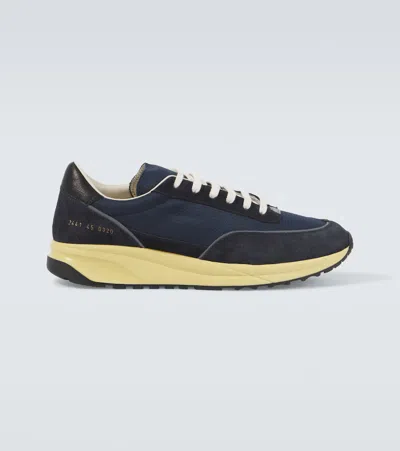 Common Projects Track Classic Suede-trimmed Sneakers In Blue