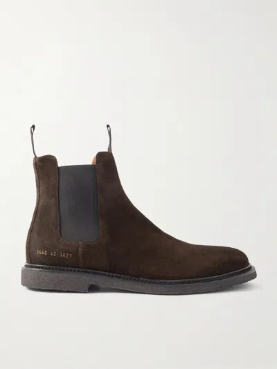 Common Projects Chelsea Classic Ankle Boots In Black Suede In Brown