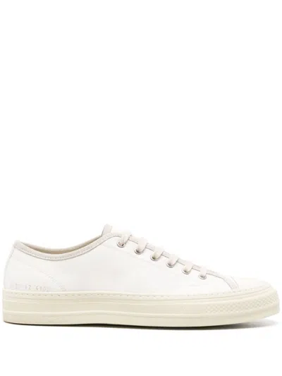 COMMON PROJECTS WHITE CANVAS AND LEATHER SNEAKERS FOR MEN