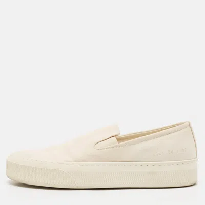 Common Projects White Canvas Slip On Sneakers In Neutral