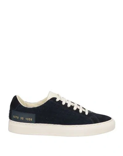 Common Projects Woman By  Woman Sneakers Midnight Blue Size 5 Leather, Wool
