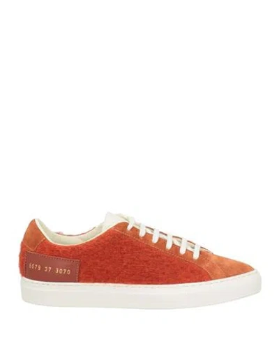 Common Projects Woman By  Woman Sneakers Rust Size 8 Soft Leather, Wool In Orange