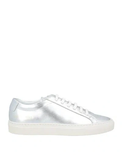 COMMON PROJECTS WOMAN BY COMMON PROJECTS WOMAN SNEAKERS SILVER SIZE 8 LEATHER