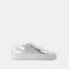 Common Projects Tournament Low Metallic-leather Sneakers In Silver
