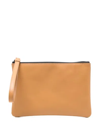 Common Projects Zip-top Leather Clutch In Brown