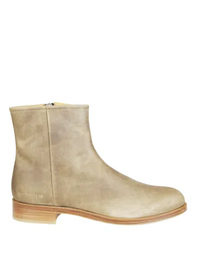 Common Projects Zipper Boot In Waxed Suede In Neutral