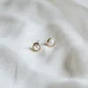 Commonform Women's Pearl Studs Earrings In White In Gold