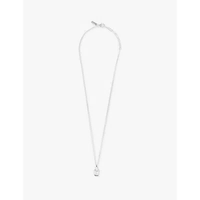 Commonlines Mens  Solitaire Sterling-silver And Cubic-zirconia Pendant Necklace