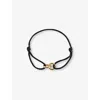 Commonlines Mens Element 14ct Yellow Gold-plated 925 Sterling-silver And Silk Cord Bracelet Black In Black