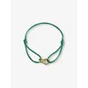 Commonlines Mens Element 14ct Yellow Gold-plated 925 Sterling-silver And Silk Cord Bracelet Green In Green