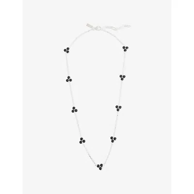 Commonlines Mens Link Onyx Sterling-silver And Onyx Necklace In White
