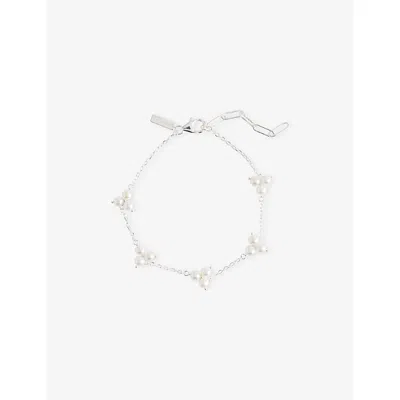 Commonlines Mens Link Pearl Sterling-silver And Freshwater-pearl Bracelet In Metallic