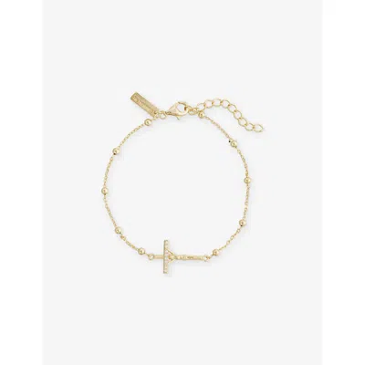 Commonlines Mens Studded 18ct Yellow-gold Plated Sterling-silver Bracket