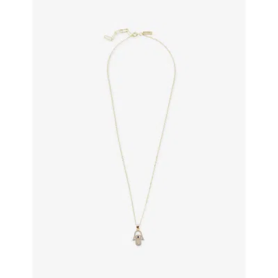 Commonlines Mens Studded Hasma 14ct Yellow Gold-plated 925 Sterling-silver And Cubic Zirconia Necklace
